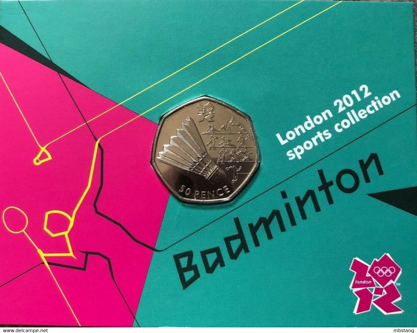 GRAN BRETAÑA  50 Pence  50p 2011 2012 Olympic Series BU On Royal Mint Cards (B1)  BADMINTON - 50 Pence