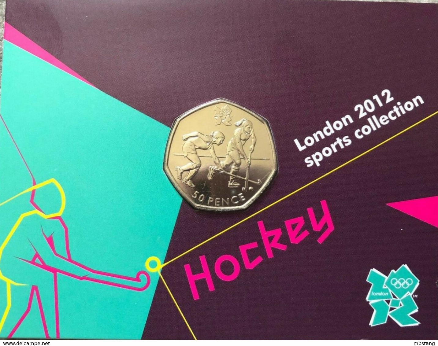 GRAN BRETAÑA  50 Pence  50p 2011 2012 Olympic Series BU On Royal Mint Cards (B1)  HOCKEY - 50 Pence