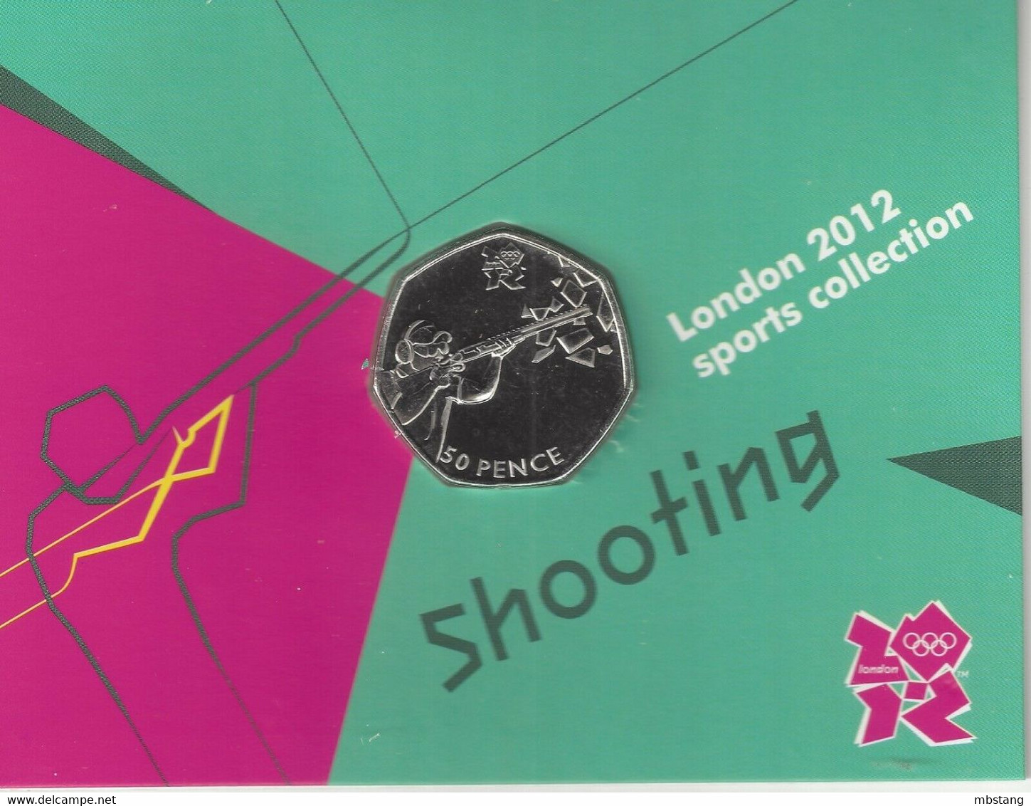 GRAN BRETAÑA  50 Pence  50p 2011 2012 Olympic Series BU On Royal Mint Cards (B1)  SHOOTING - 50 Pence