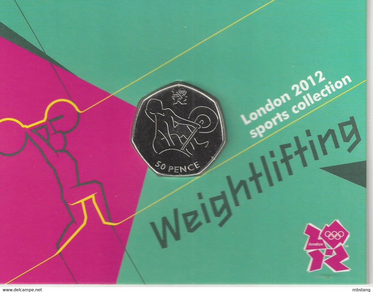 GRAN BRETAÑA  50 Pence  50p 2011 2012 Olympic Series BU On Royal Mint Cards (B1)  WEIGHTLIFTING - 50 Pence