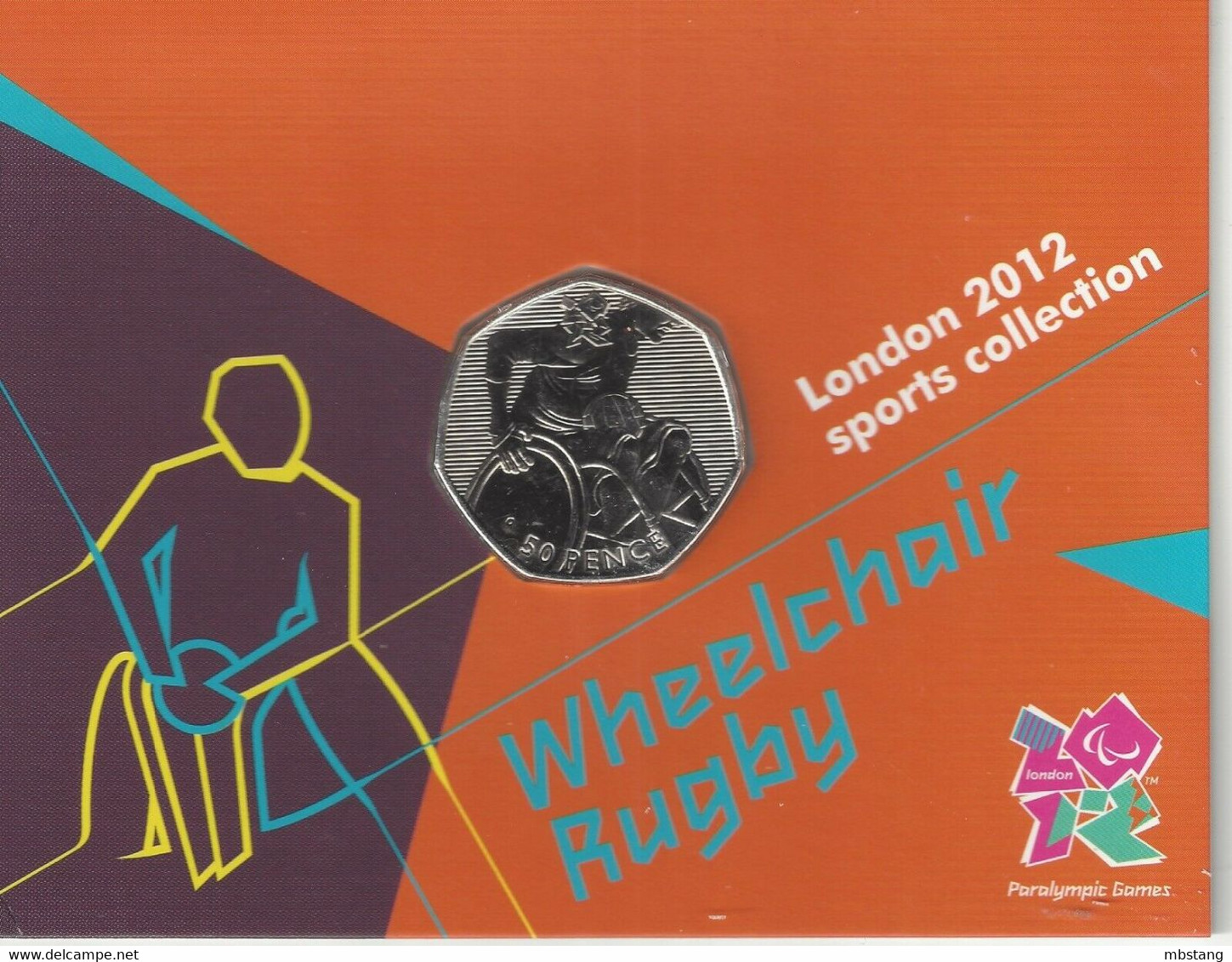 GRAN BRETAÑA  50 Pence  50p 2011 2012 Olympic Series BU On Royal Mint Cards (B1)  WHEELCHAIR RUGBY - 50 Pence