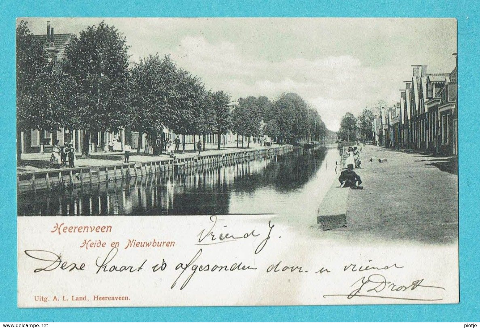 * Heerenveen (Friesland - Nederland) * (UItg A. L. Land) Heide En Nieuwburen, Canal, Quai, Animée, Kanaal, Péniche - Heerenveen