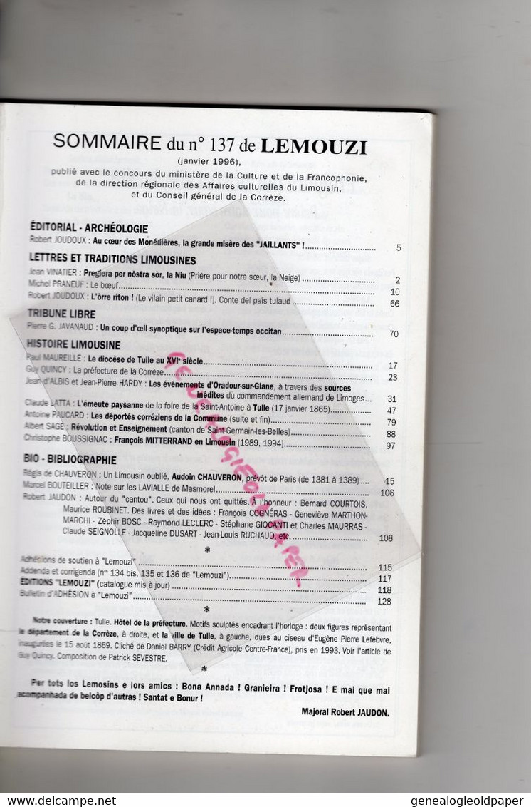 87-19-23- LEMOUZI-EMEUTE A TULLE 1865-ORADOUR SUR GLANE-PREFECTURE CORREZE-LES JAILLANTS-ST GERMAIN BELLES-MAGNAC BOURG- - Limousin