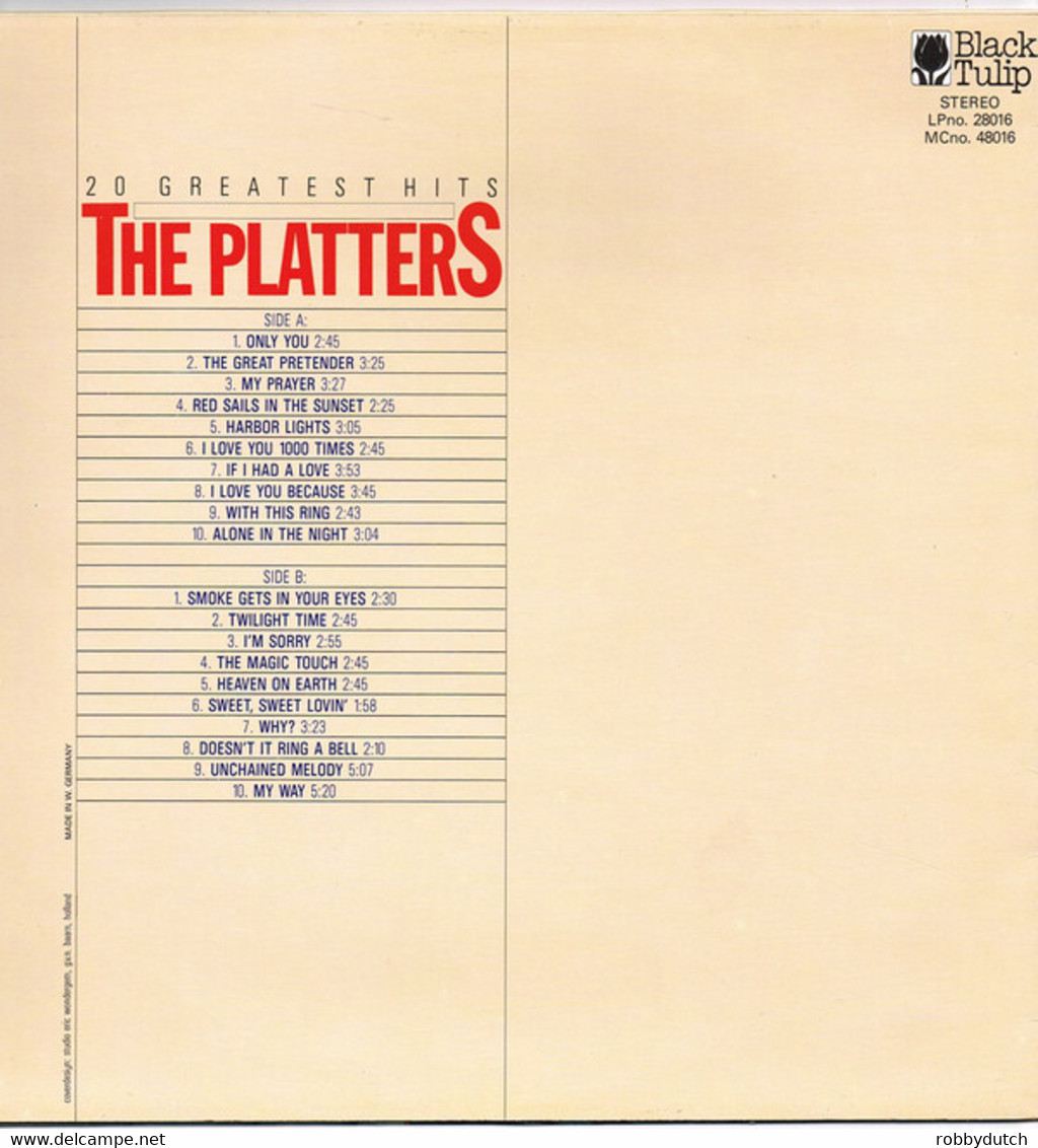 * LP *  The PLATTERS - 20 GREATEST HITS - Soul - R&B