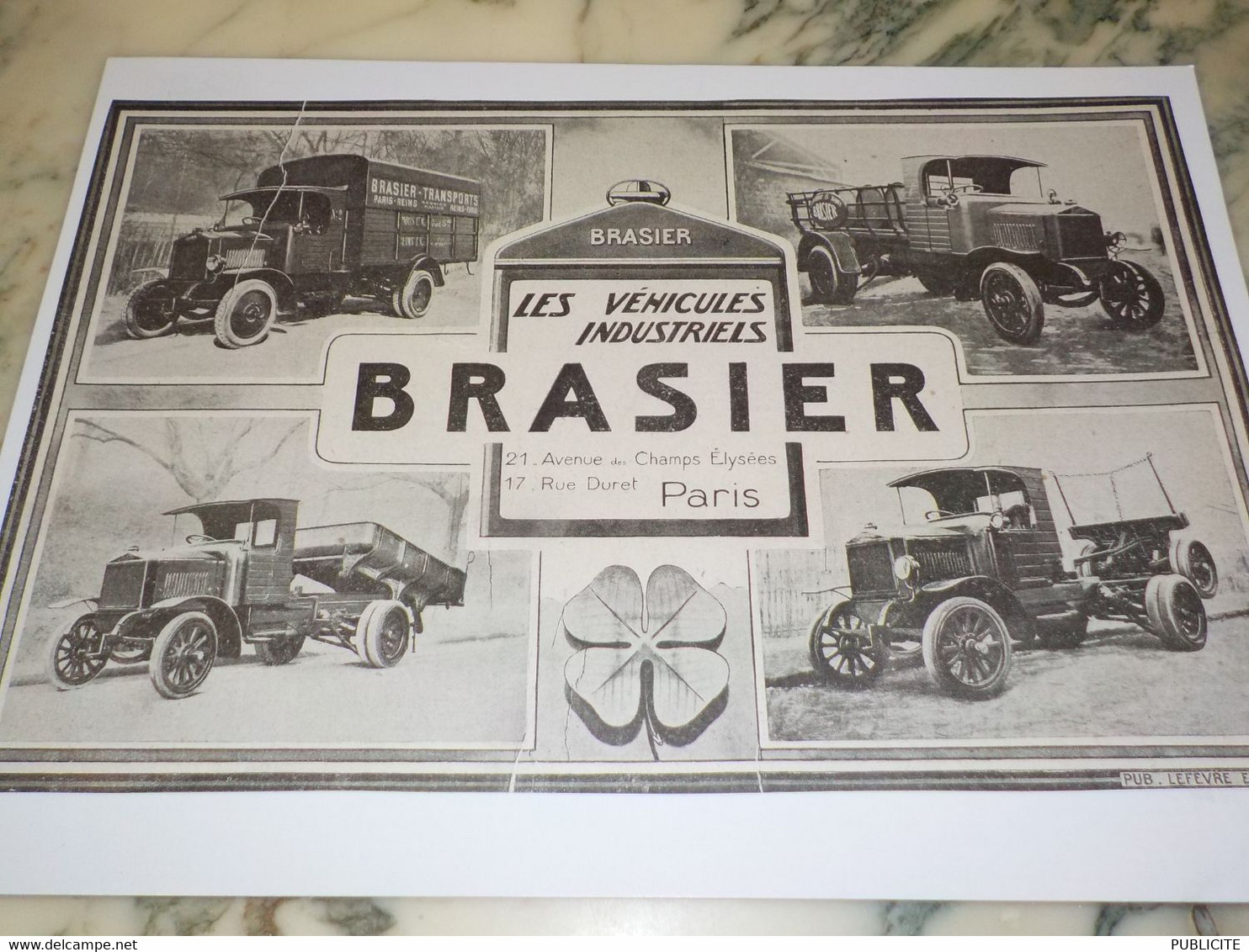 ANCIENNE PUBLICITE LES VEHICULES INDUSTRIELS BRASIER 1929 - Camions