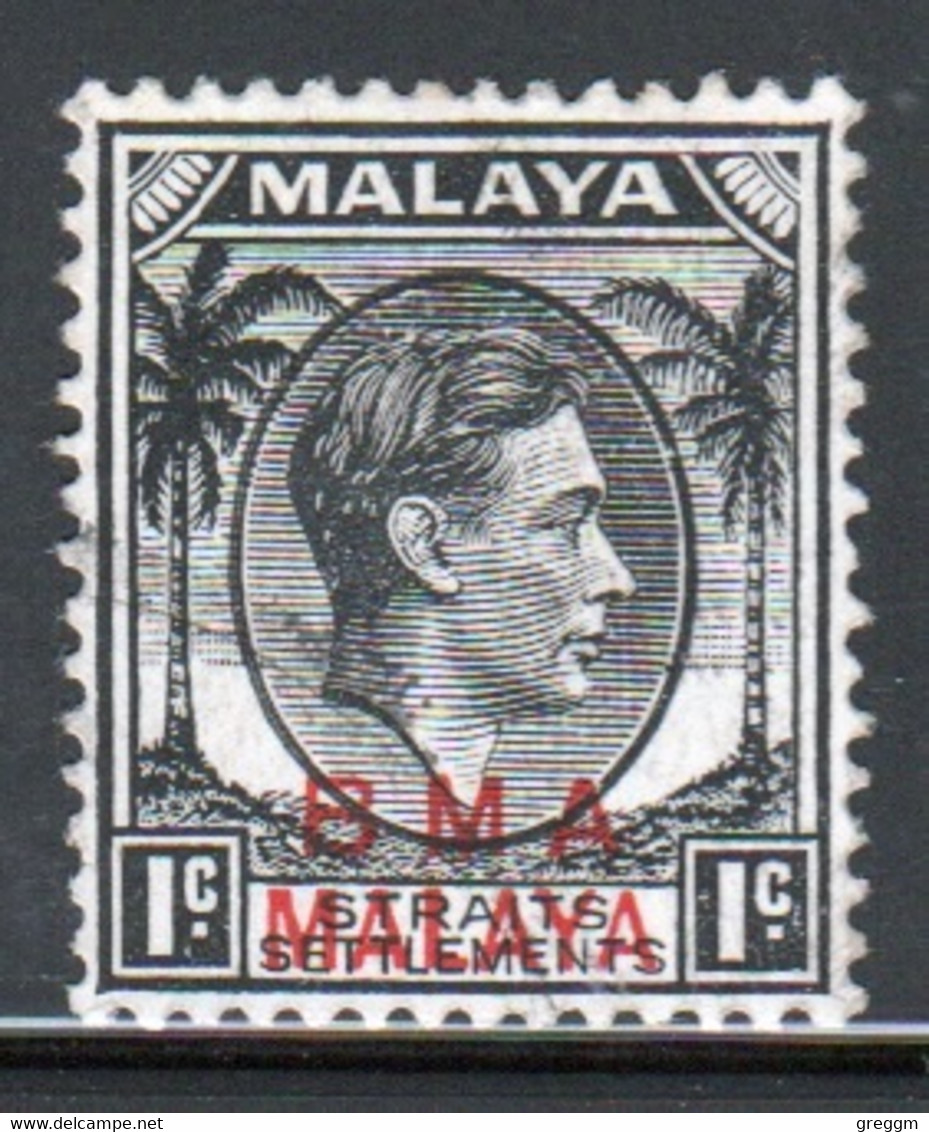 Malaya British Military Administration 1945 George V Single 1c Stamp Overprinted BMA In Fine Used Condition. - Malaya (British Military Administration)