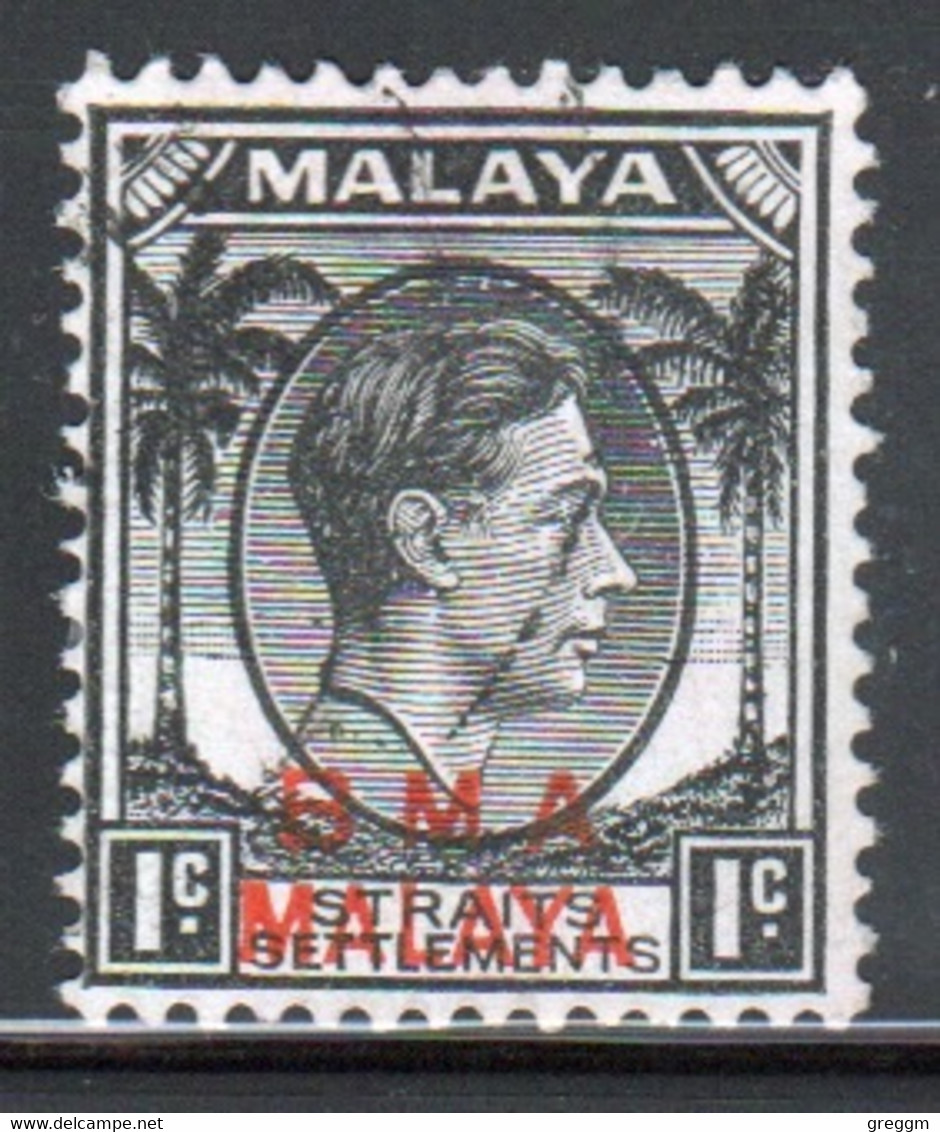 Malaya British Military Administration 1945 George V Single 1c Stamp Overprinted BMA In Fine Used Condition. - Malaya (British Military Administration)