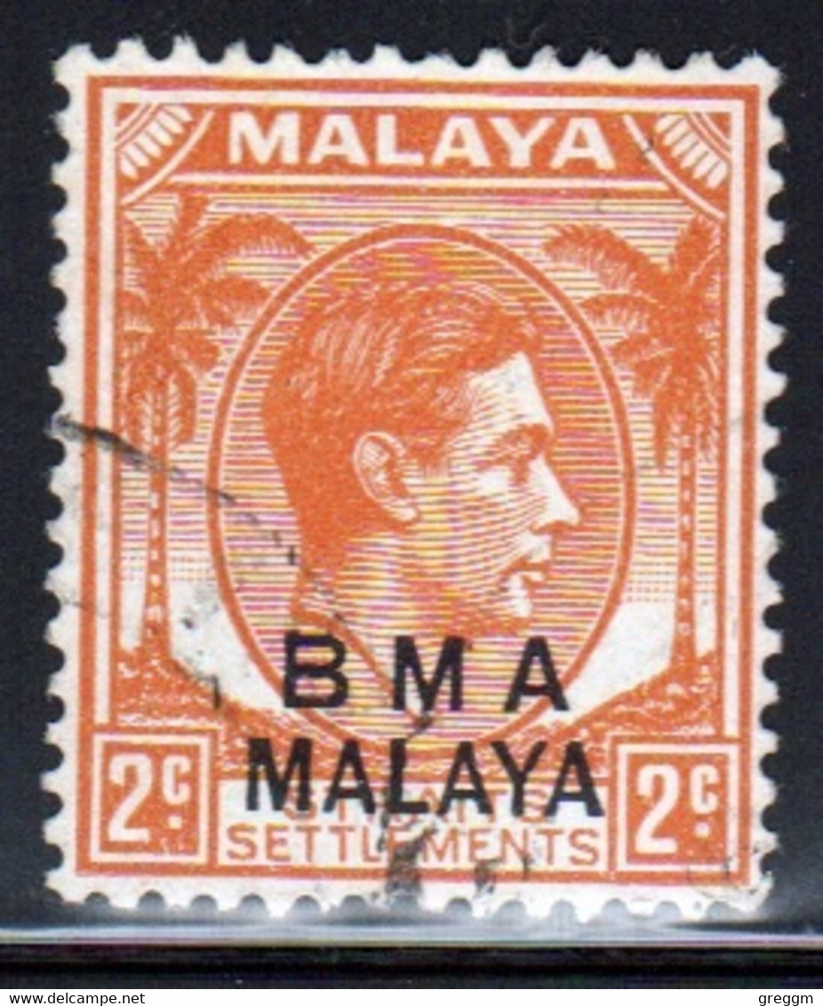 Malaya British Military Administration 1945 George V Single 2c Stamp Overprinted BMA In Fine Used Condition. - Malaya (British Military Administration)