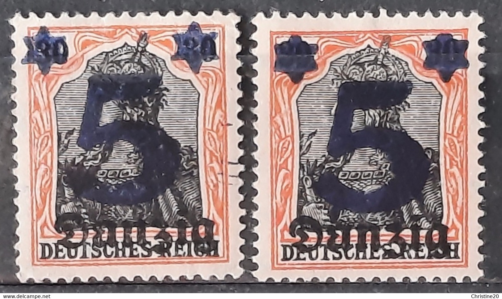 Dantzig 1920 N°16 Double Surcharge Des étoiles  **TB - Autres & Non Classés