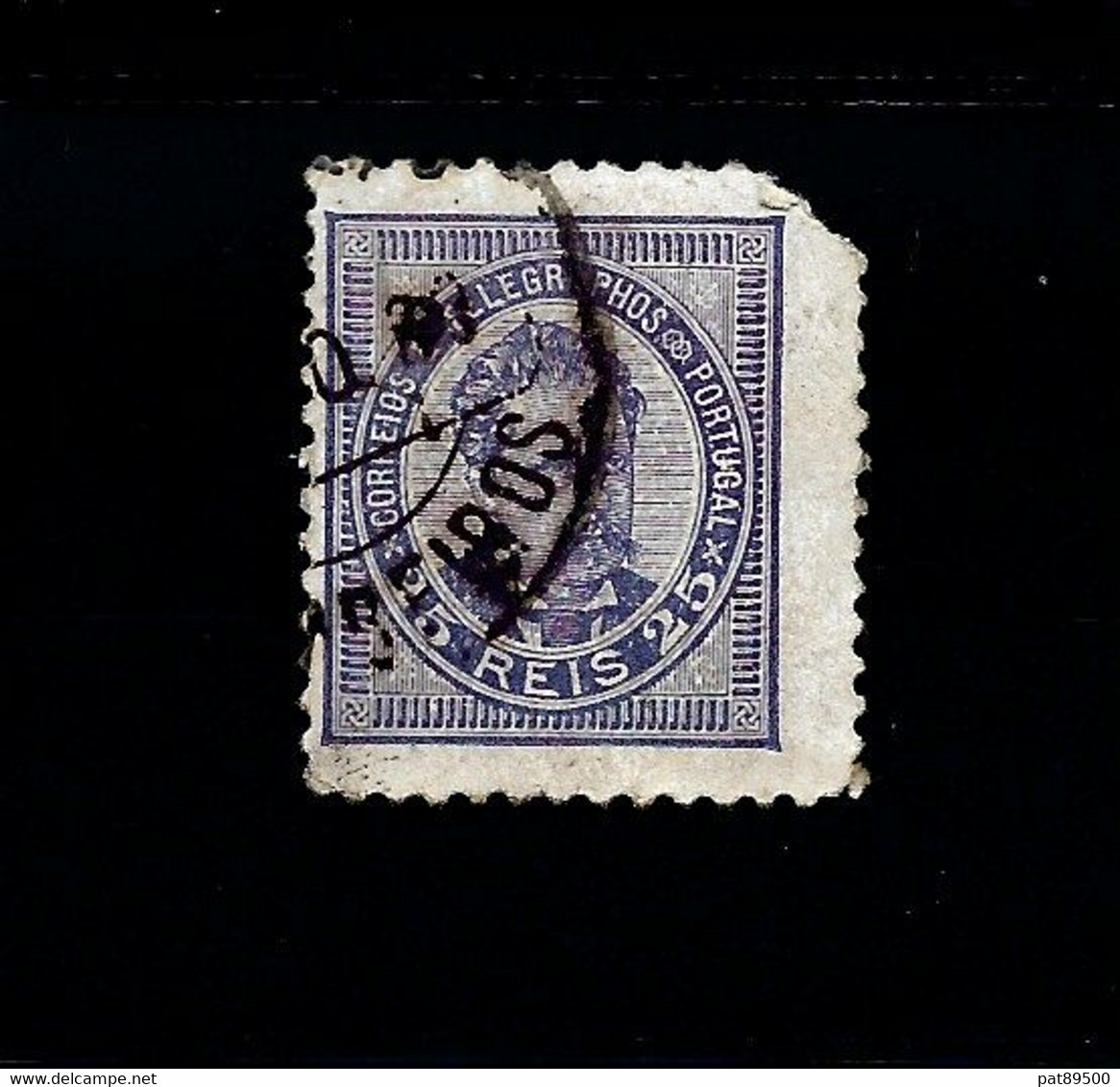 PORTUGAL / Ancien Timbre Télégraphe Façiale De 25 Reis / Une Coupure Haut Droite - Used Stamps