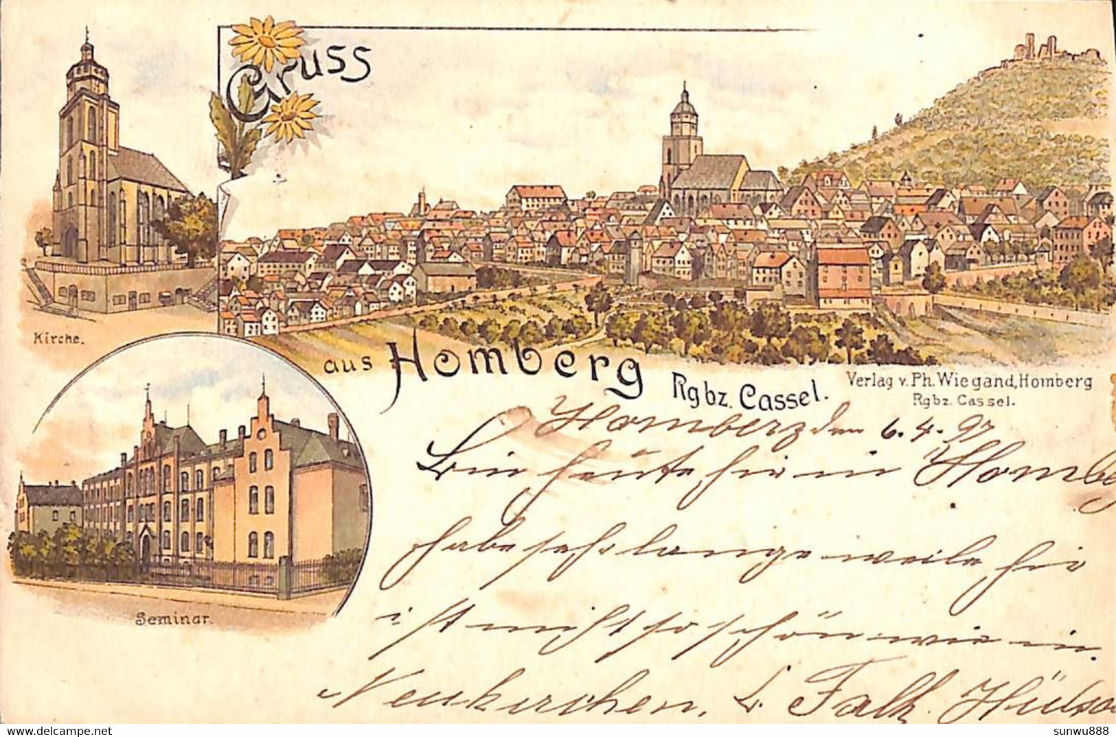 Gruss Aus Homberg - Litho Colors Verlag Ph Wiegand 1897 - Homberg