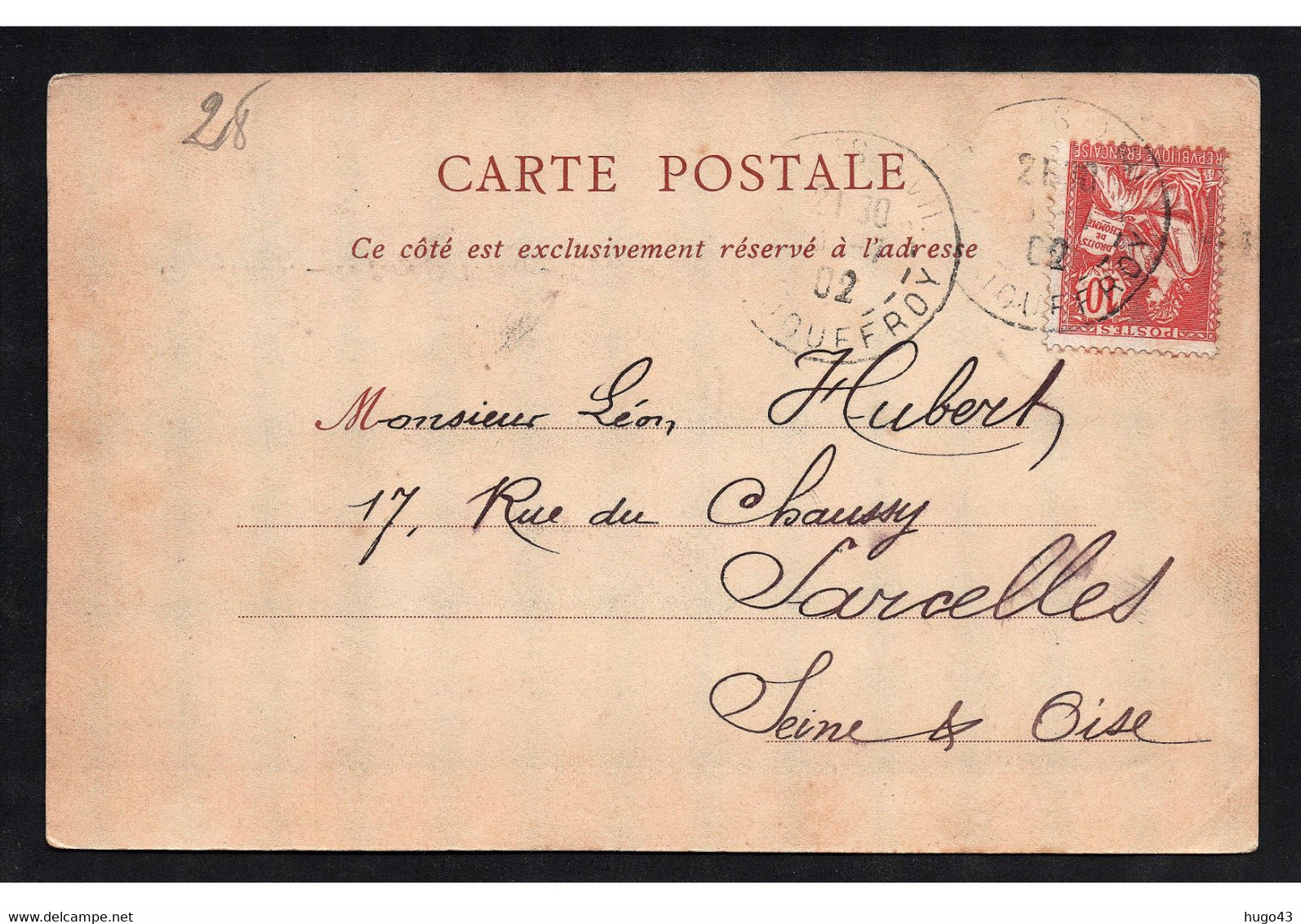 (RECTO / VERSO) CHARTRES EN 1902 - N° 4 - LA PORTE GUILLAUME AVEC PERSONNAGES - BEAU CACHET ET TIMBRE - CPA PRECURSEUR - Chartres