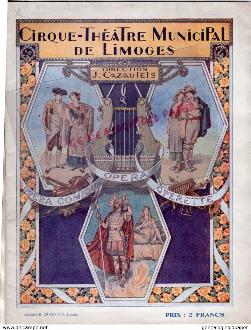 87-LIMOGES-PROGRAMME CIRQUE THEATRE MUNICIPAL- OPERA--OPERETTE LE PAYS DU SOURIRE-MARCEL FOUQUET-NELLY VALLERET-BERNIS - Programas