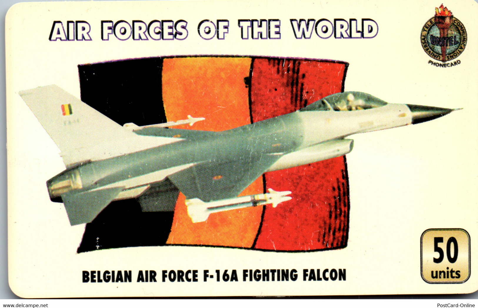 32225 - Großbritannien - Universal , United Collectors Edition Card , Air Force , Belgian F-16A Fighting Falcon - BT Emissions Militaires
