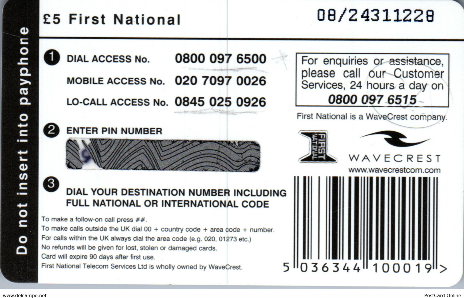 32309 - Großbritannien - First National Blue Card , New , Not Used , Prepaid - BT Kaarten Voor Hele Wereld (Vooraf Betaald)
