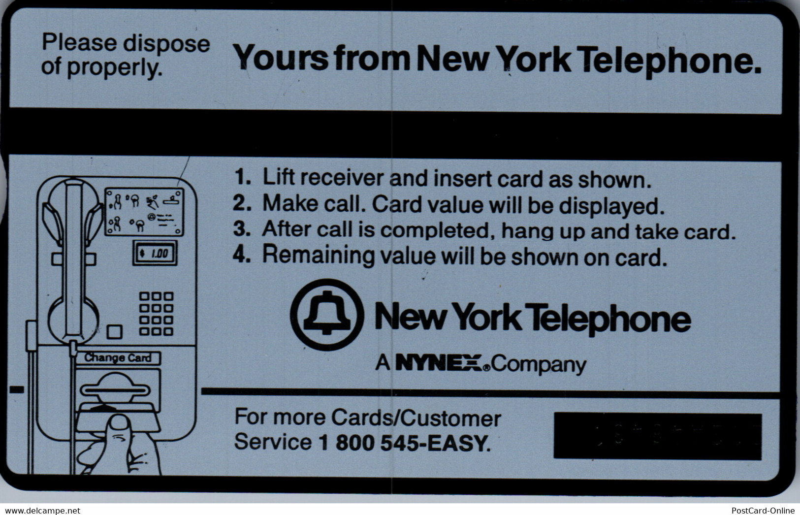 32310 - USA - Nynex , Coin Replacement Card , Change Card - Nynex