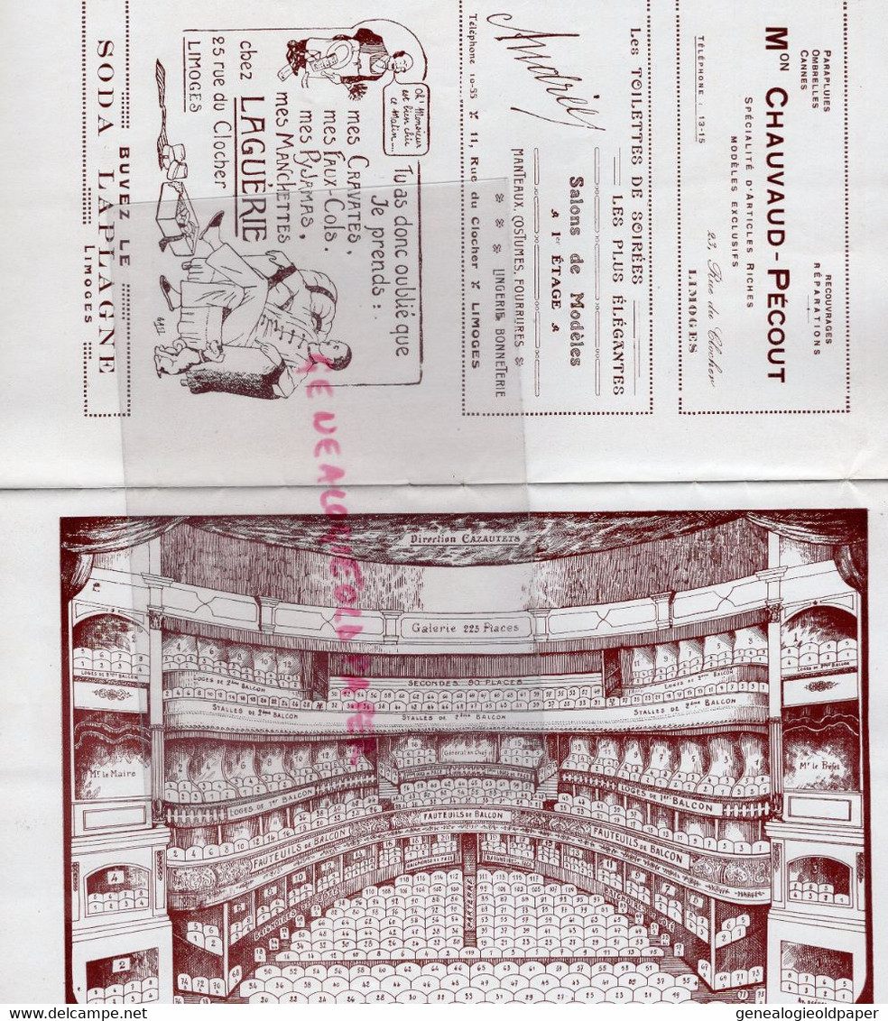 87- LIMOGES -PROGRAMME THEATRE MUNICIPAL1923-MOUSQUETAIRES AU COUVENT-LOUIS VARNEY-DELPRET-ROSE MANCEAU-HELENE DUVERNAY- - Programas