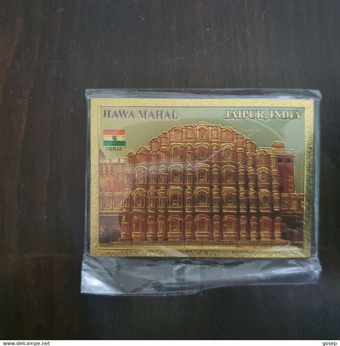 INDIA-HAWA MAHAL-JAIPUR INDIA-Gold Plated Front Magnet-maganat-(2)-new Plastic - Tourism