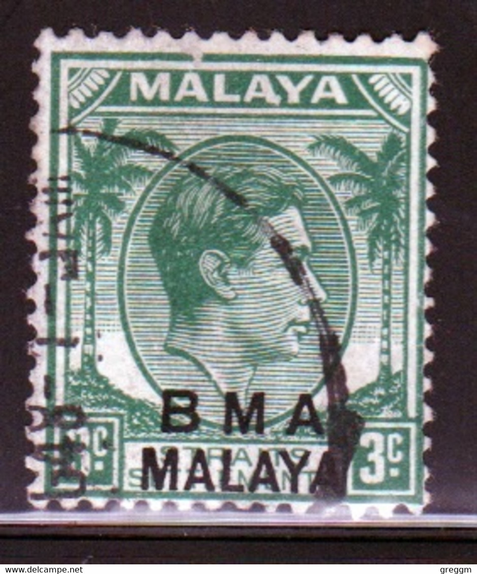 Malaya British Military Administration 1945 George V Single 3c Stamp Overprinted BMA In Fine Used Condition. - Malaya (British Military Administration)