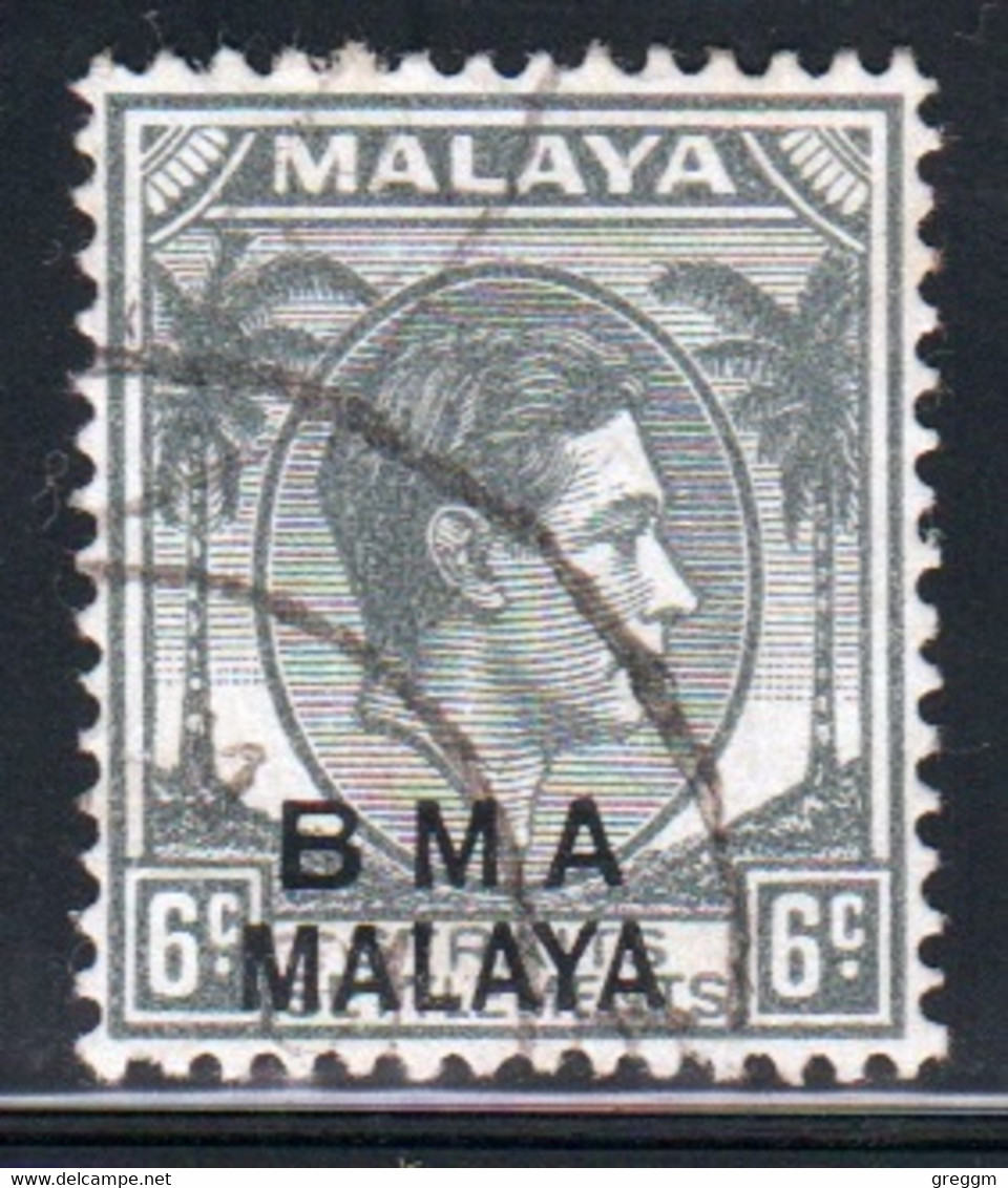 Malaya British Military Administration 1945 George V Single 6c Stamp Overprinted BMA In Fine Used Condition. - Malaya (British Military Administration)