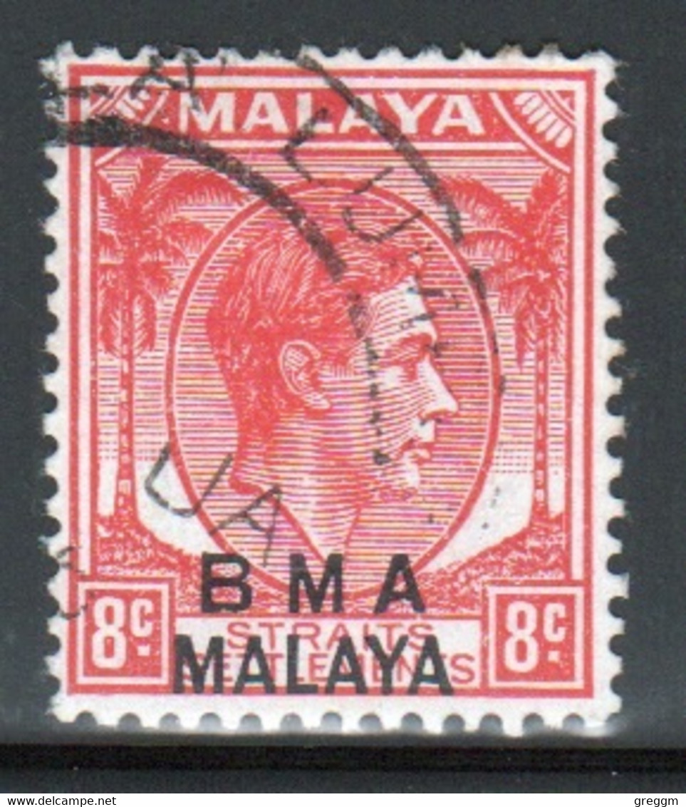 Malaya British Military Administration 1945 George V Single 8c Stamp Overprinted BMA In Fine Used Condition. - Malaya (British Military Administration)