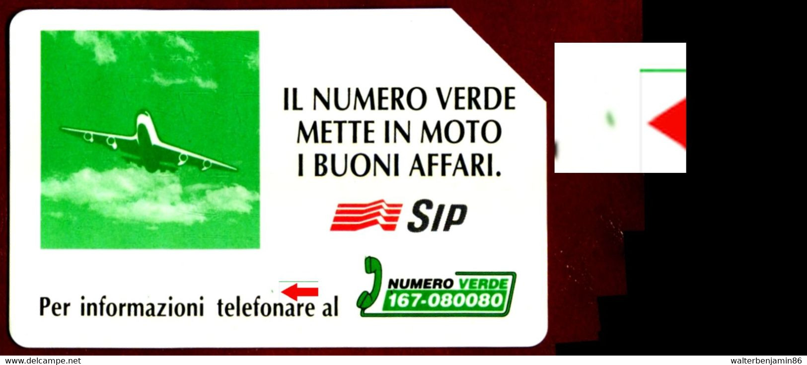 G 345 C&C 2373 SCHEDA USATA NUMERO VERDE AEREO 5.000 L VARIANTE PUNTO VERDE SU N - [3] Erreurs & Variétées