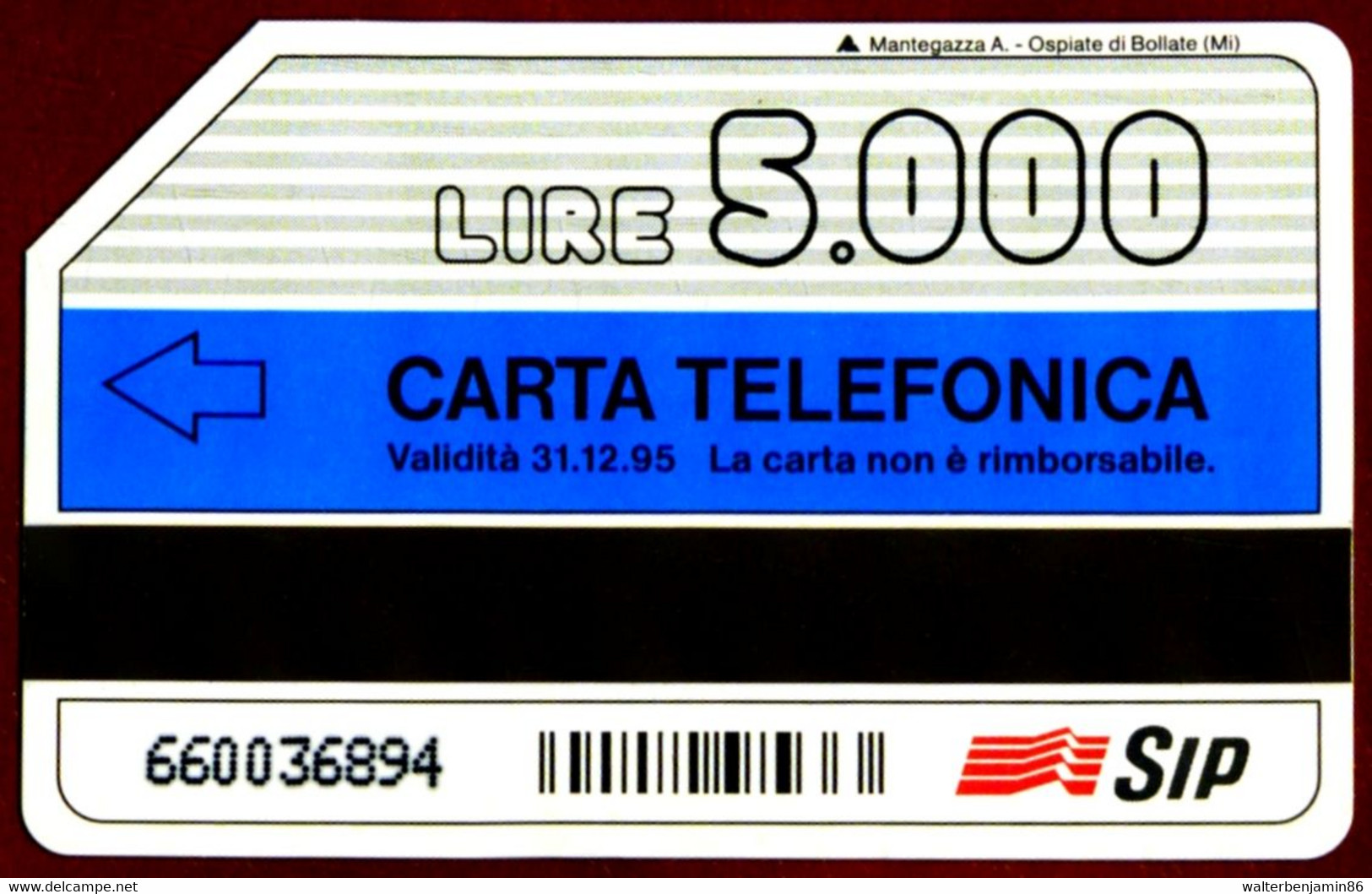 G 345 C&C 2373 SCHEDA USATA NUMERO VERDE AEREO 5.000 L VARIANTE PUNTO VERDE SU N - [3] Erreurs & Variétées