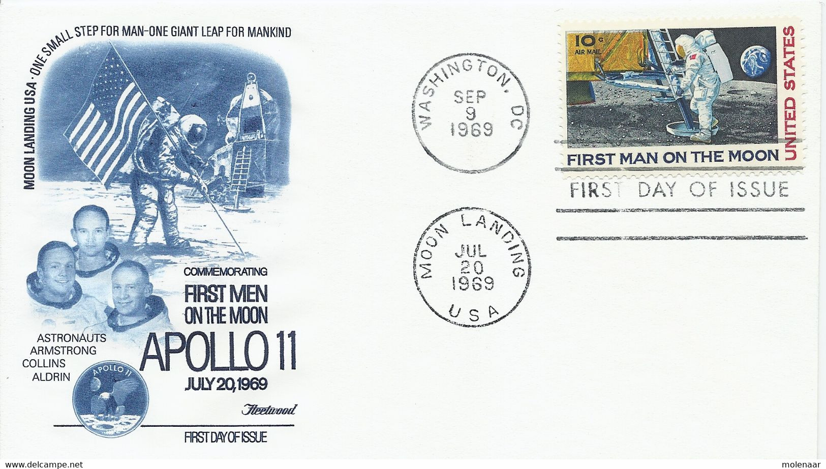 Verenigde Staten FDC "First Man On The Moon" 20-jul-1969 (6022) - América Del Norte