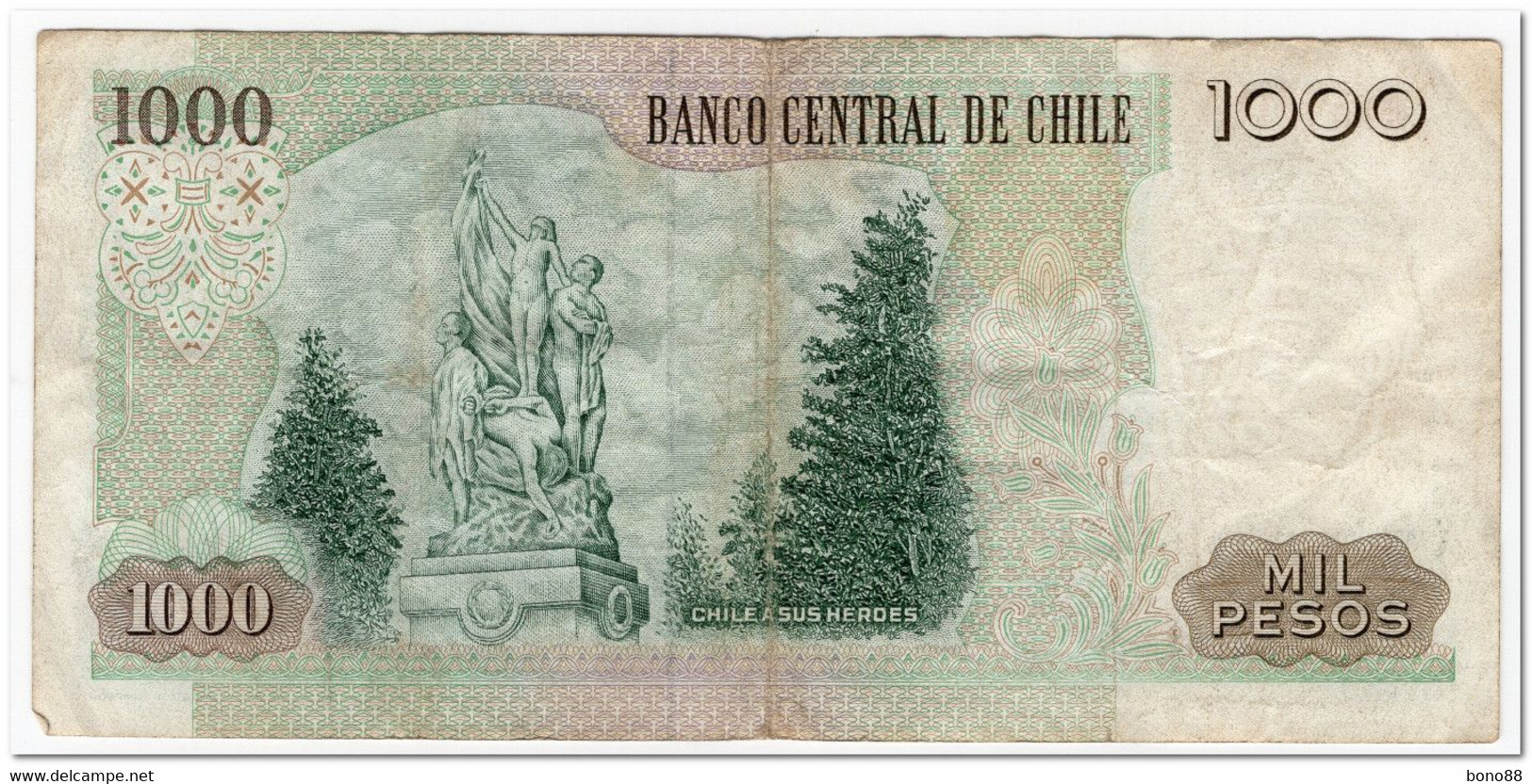 CHILE,1000 PESOS,1990,P.154c,F-VF - Cile