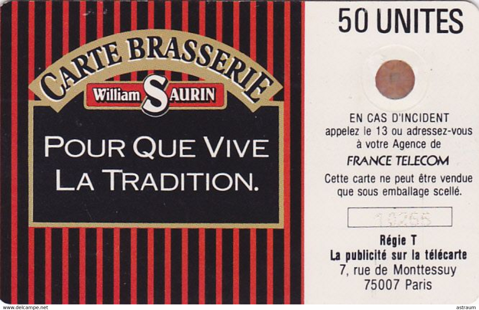 Telecarte Privée - D72 - William Saurin - SC4 Ob - 2030 Ex - 50 Un - 1989 - Phonecards: Private Use