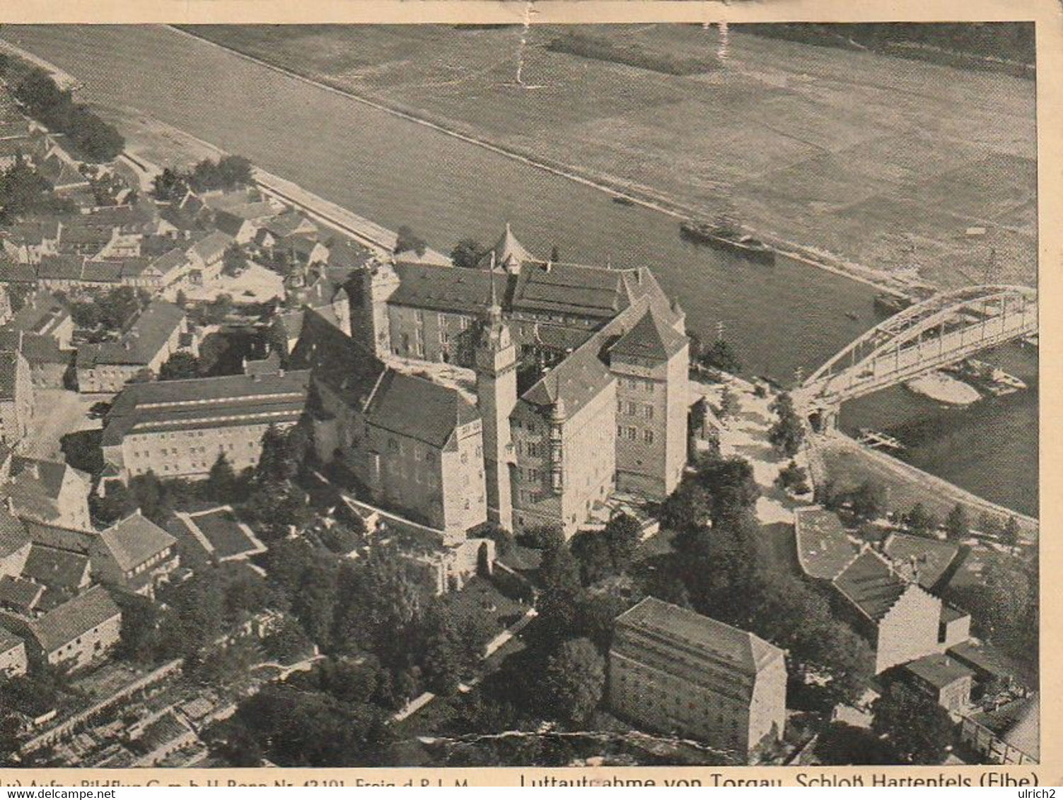 AK Torgau - Schloß Hartenfels - Elbe - Luftaufnahme - Ca. 1930 (60185) - Torgau