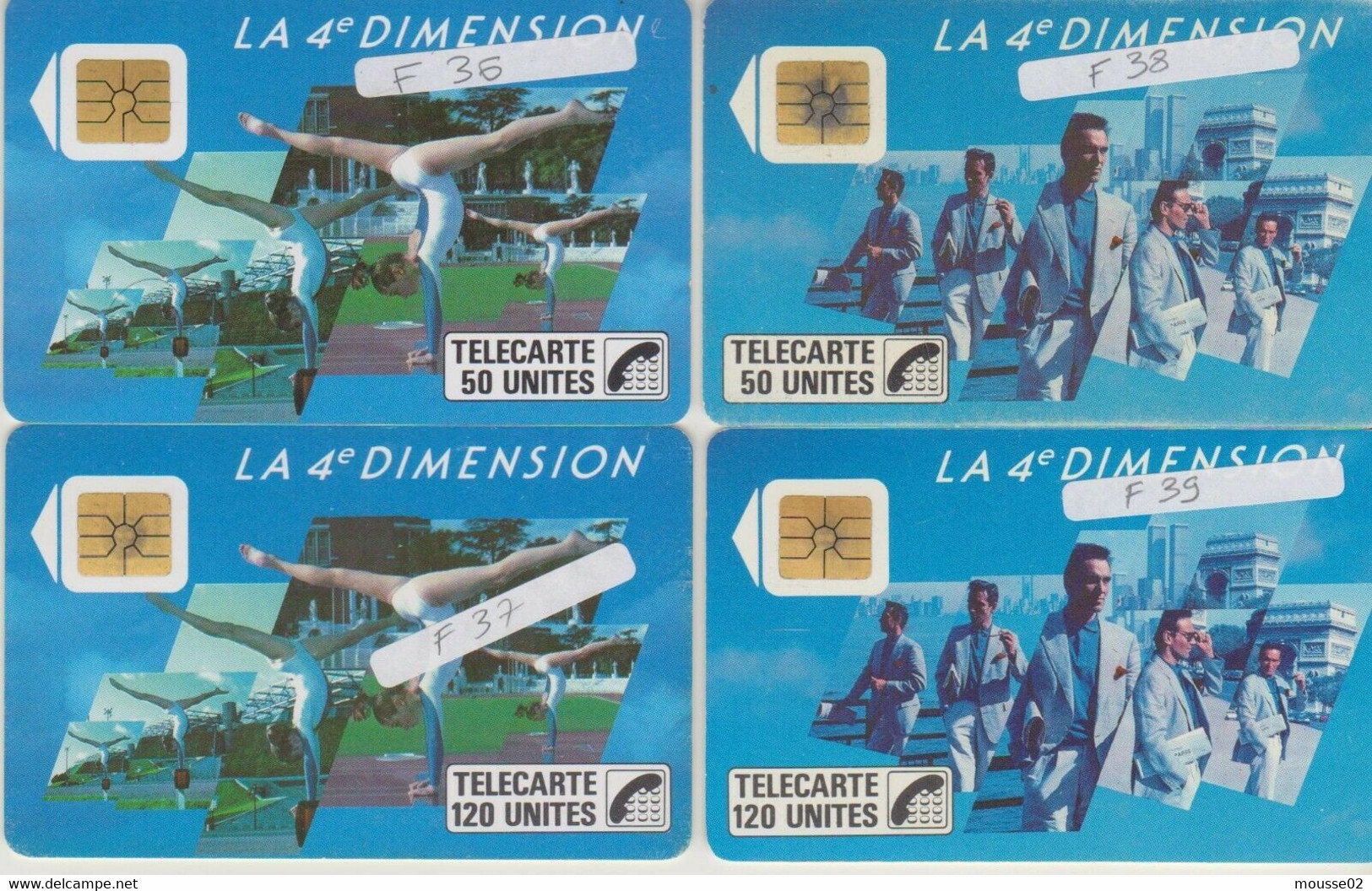 LOT TELECARTES 4 IEME DIMENSION PAIRE HOMME / FEMME  50 / 120 UNITES  LUXE - 1988