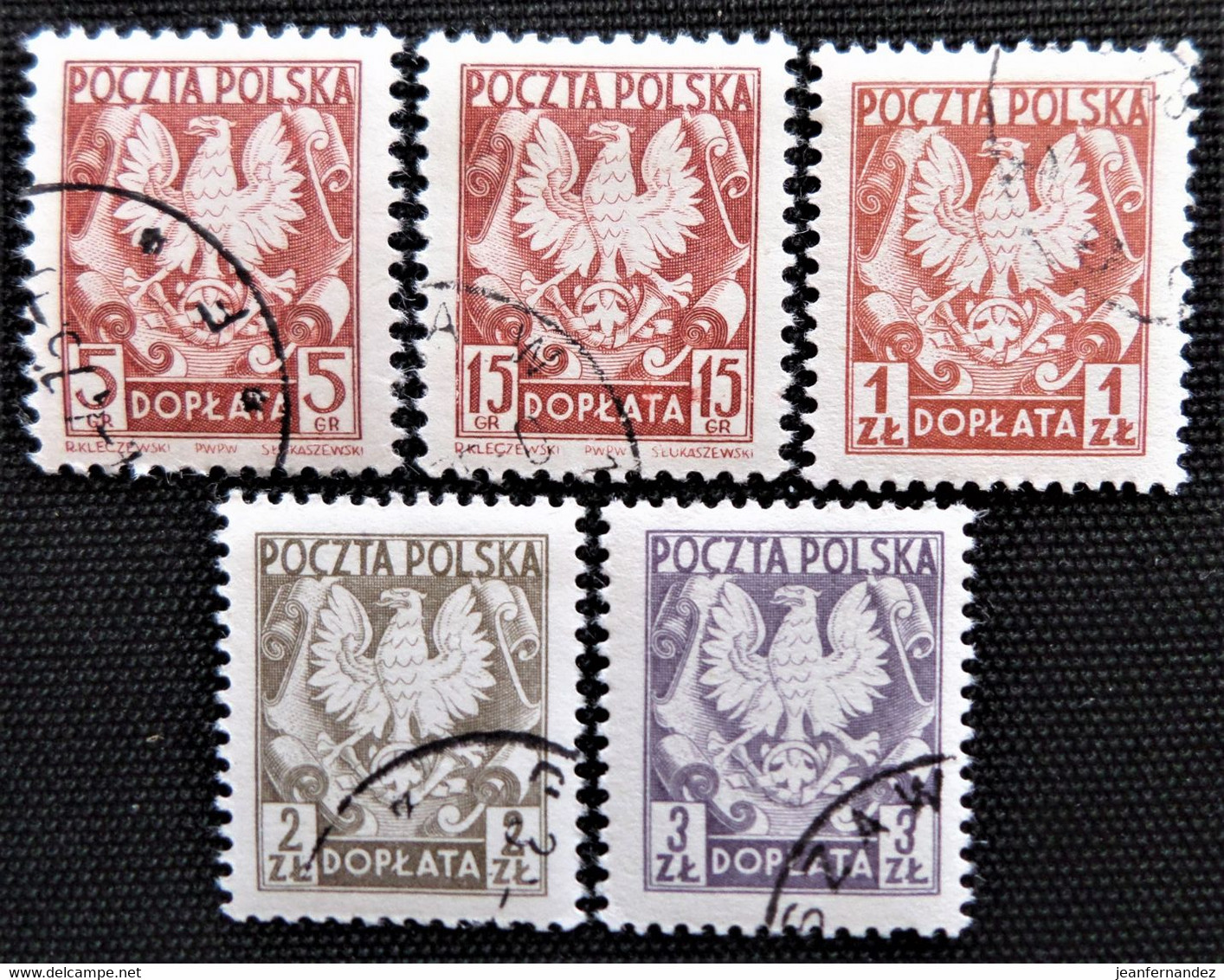 Timbre De Pologne 1950 And 1980 Coat Of Arms  Y&T N° 125_127_144_?_? - Postage Due