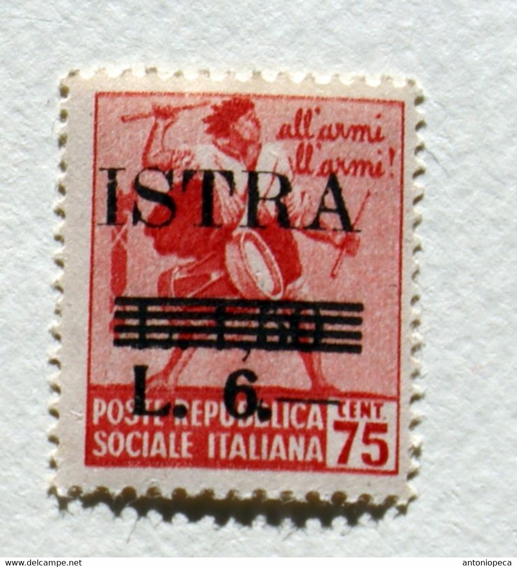 ITALIA, OCCUPAZIONE JUGOSLAVIA ISTRIA, 6L SU 1L SU 75C  MNH** - Yugoslavian Occ.: Istria