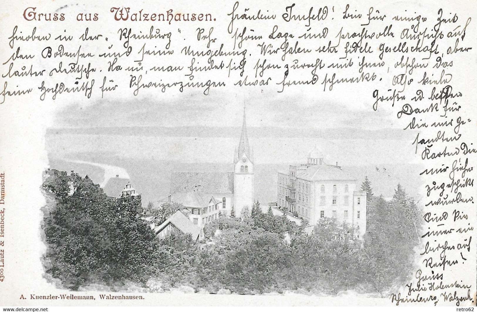 GRUSS AUS WALZENHAUSEN → Alter Lichtdruck Anno 1898 - Walzenhausen