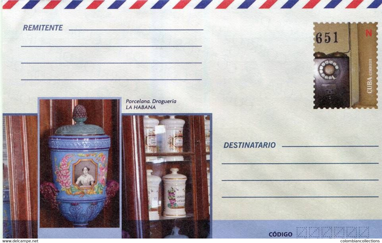 Lote PEP1394, Cuba, Entero Postal, Stationery, Cover, N, Porcelain Drugstore - Tarjetas – Máxima