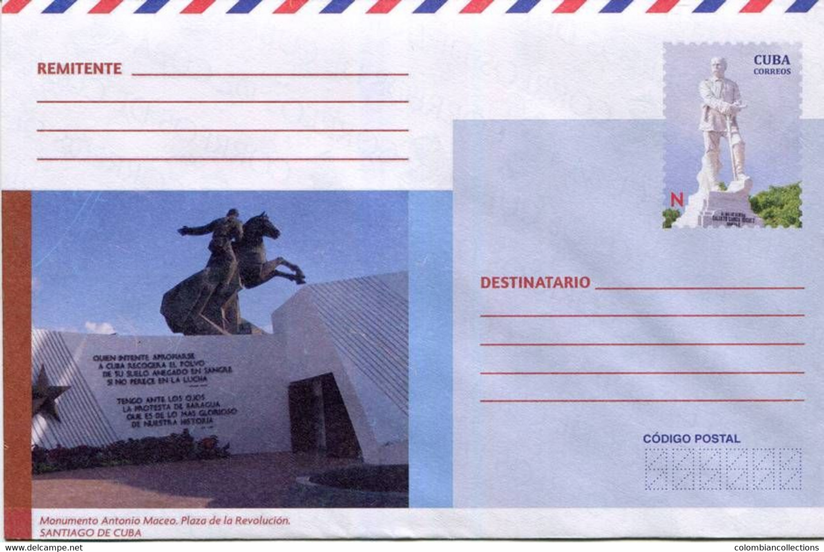 Lote PEP1395, Cuba, Entero Postal, Stationery, Cover, N, Statue Monumento Antonio Maceo, Revolution - Maximum Cards