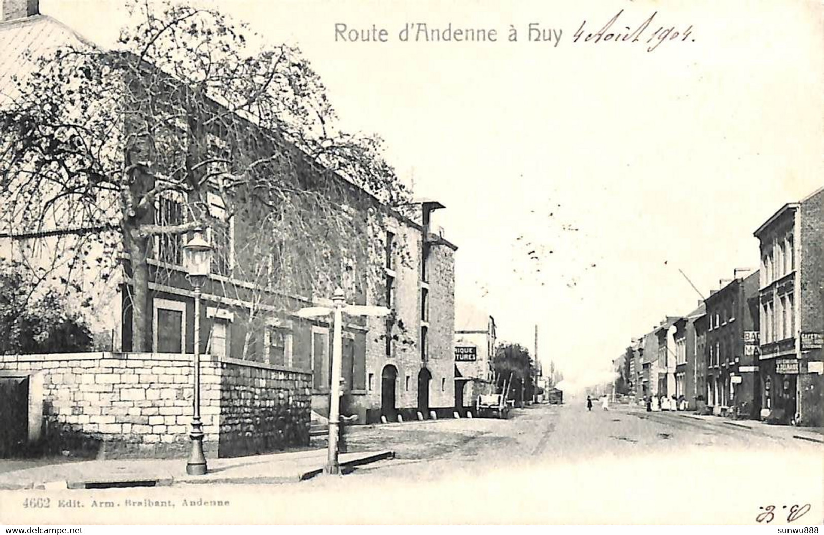 Andenne - Route D'Andenne à Huy (Edit. Braibant, 1904 Tram Vapeur Au Loin Voir ZOOM) - Andenne