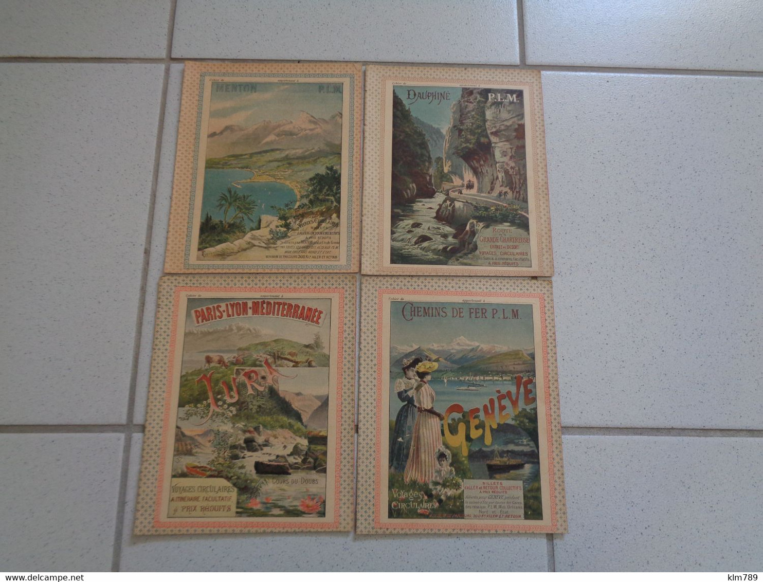 Protège - Cahiers - Lot De 4 Couvertures De Cahiers - P.L.M. - Affiches - Genève - Menton - Jura-  - Ect.. - Réf.76. - Transports