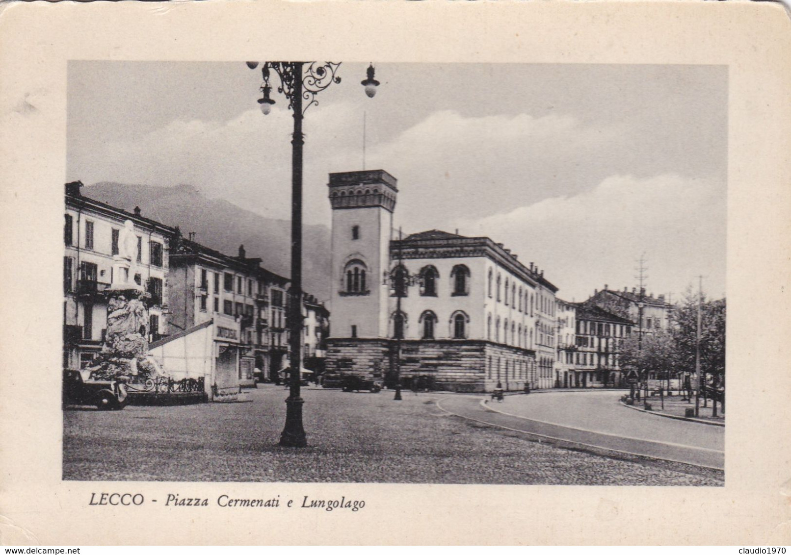 LECCO - CARTOLINA - PIAZZA CERMENATI E LUNGOLAGO - VIAGGIATA PER MILANO - FRANCOBOLLO ASPORTATO - Lecco