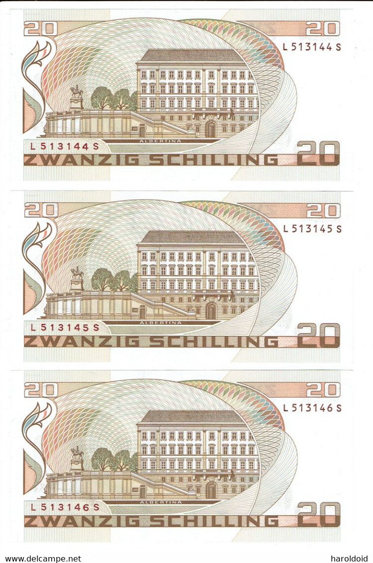 AUTRICHE - 3 Billets Qui Se Suivent - N° L513144S à L513146S - 20 SCHILLING MORITZ M.DAFFINGER - NEUFS - LUXE - Austria