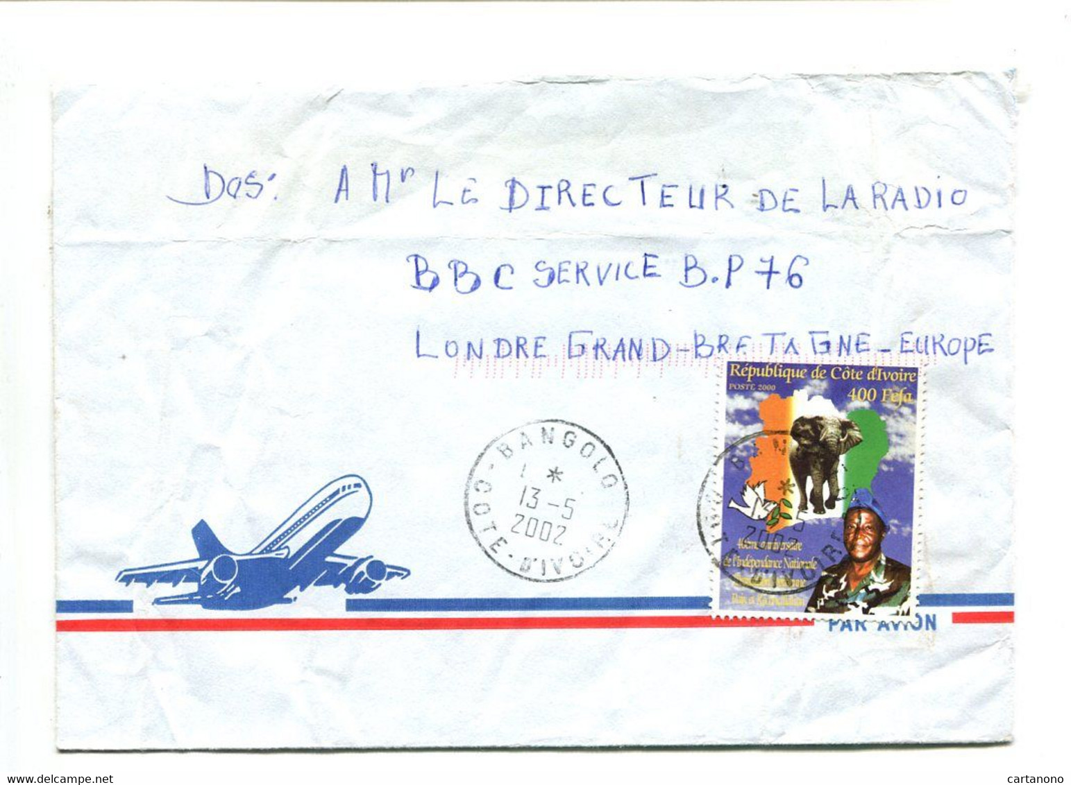 COTE D'IVOIRE  - Affranchissement Sur Lettre Par Avion  - An. De L'Indépendance - Eléphant - Côte D'Ivoire (1960-...)