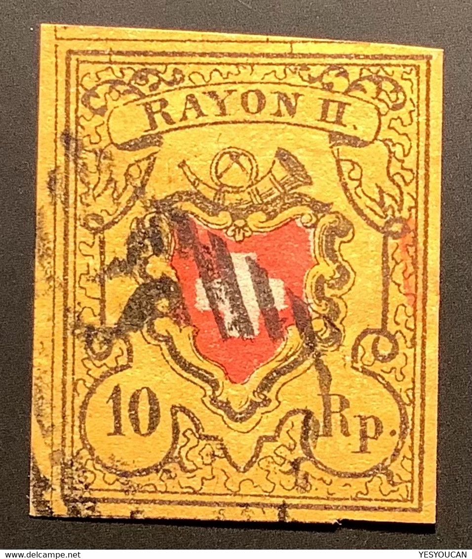 SELTENE "St G" ST GALLEN INITIALRAUTE 1850 Zst 16 II D T.9 RO, 10 Rp Rayon II(Befund Marchand Schweiz Suisse Switzerland - 1843-1852 Federale & Kantonnale Postzegels