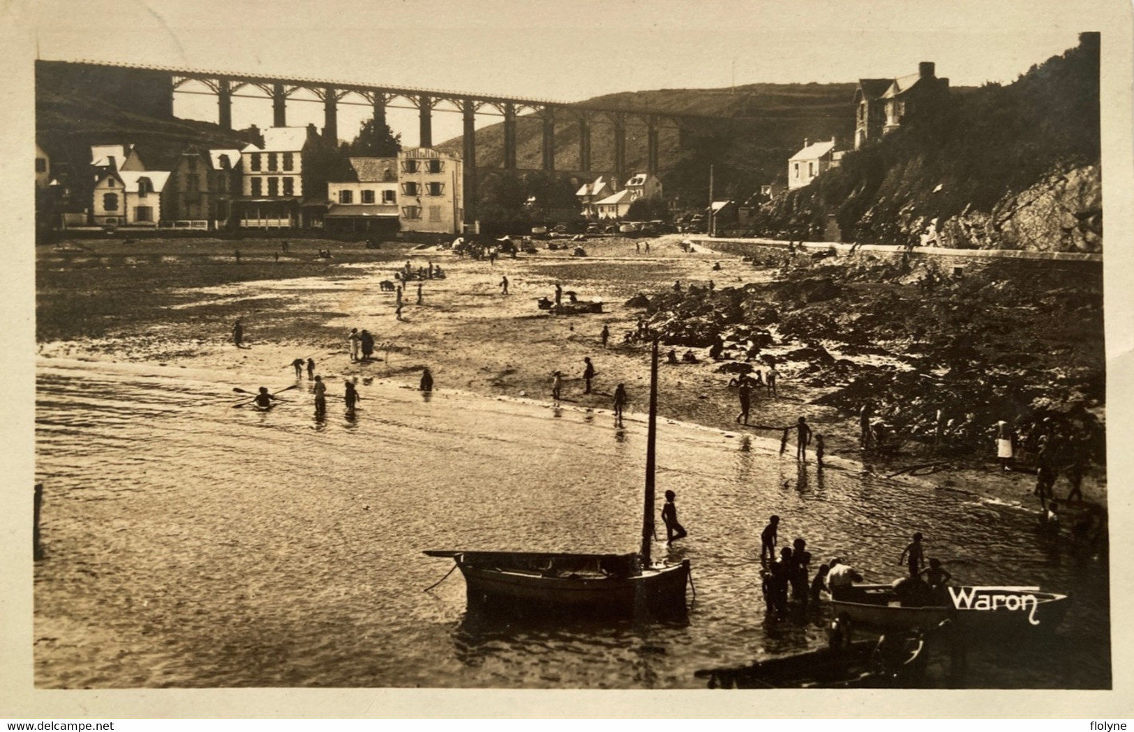 Plouha - Brehec - Vue Générale Prise De La Digue - Plage Baigneurs - Viaduc Pont - Plouha