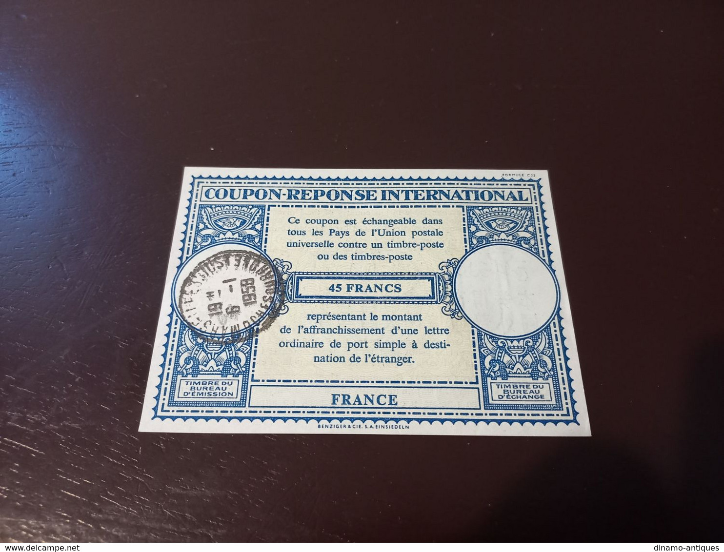 1958 France Coupon Reponse International Marseille 45 Francs Reply Union Postale Universelle - Cupón-respuesta