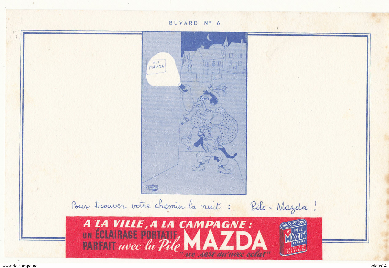 BU 2423 /   BUVARD - DUBOUT N°6  LA PILE MAZDA     (21,00 Cm X 13,50 Cm) - Accumulators