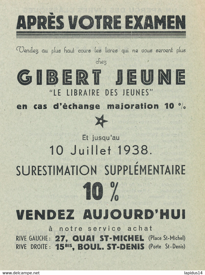 BU 2439 /   BUVARD +PUB   POUR VOS EXAMENS    CHEZ GILBERT JEUNE  LIBRAIRE  BD ST DENIS PARIS   (20,00 Cm X 16,50 Cm) - Papeterie