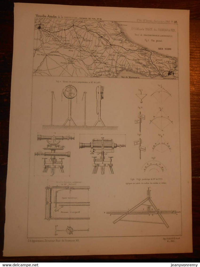 Plan De L'étude Sur Le Traçé Des Chemins De Fer. Traçé De Constantinople à Andrinople. 1867. - Travaux Publics