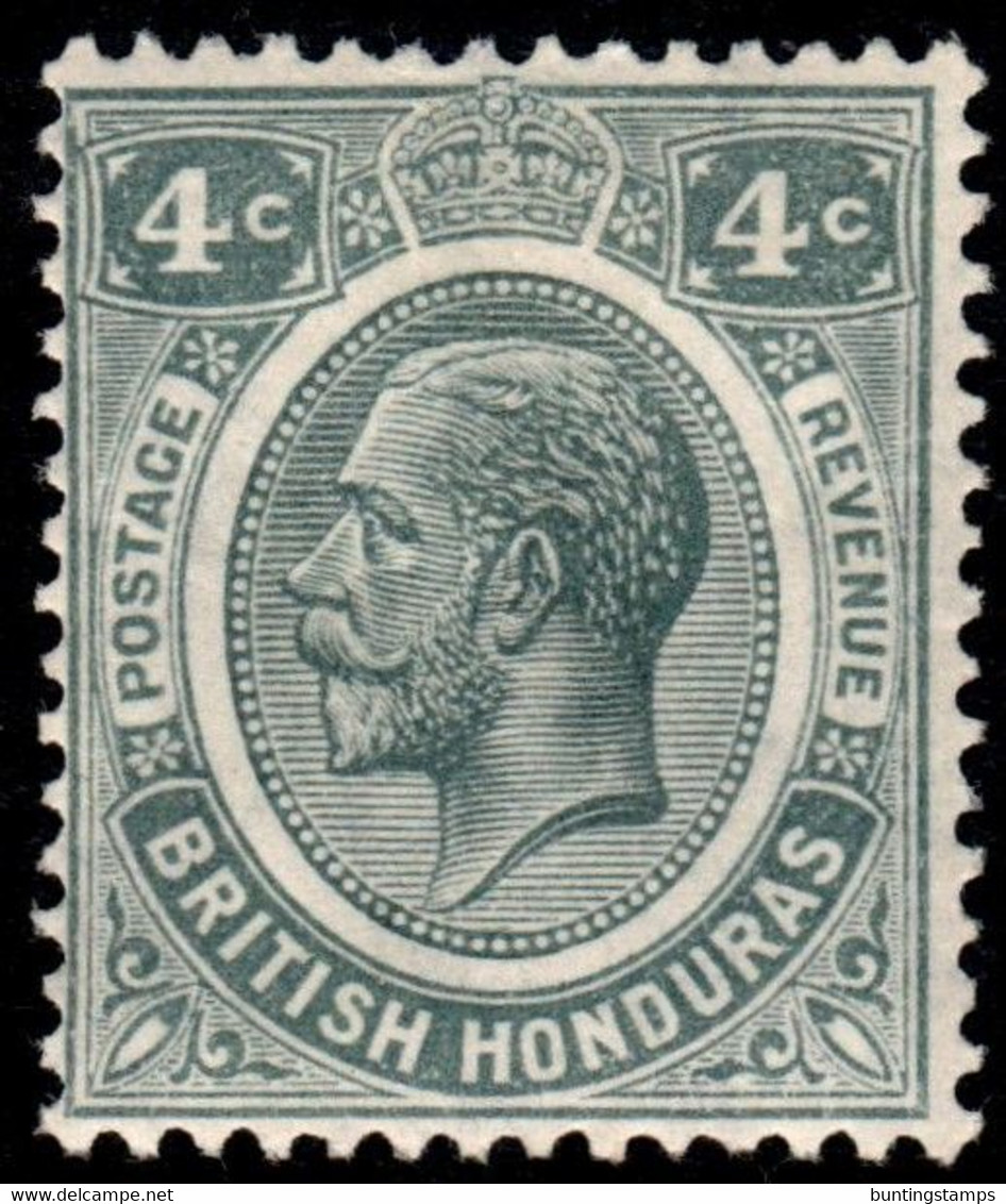 British Honduras 1929 KGV Mult Script CA 4c Grey  Lightly Hinged Mint - British Honduras (...-1970)