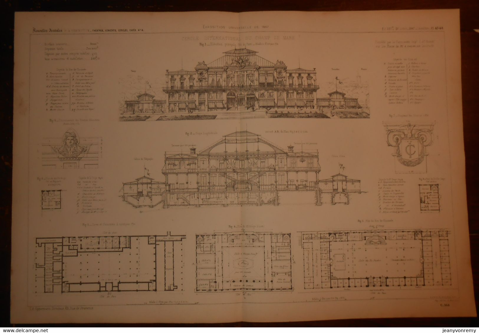 Plan Du Cercle International Du Champ De Mars à Paris.1867. - Arbeitsbeschaffung